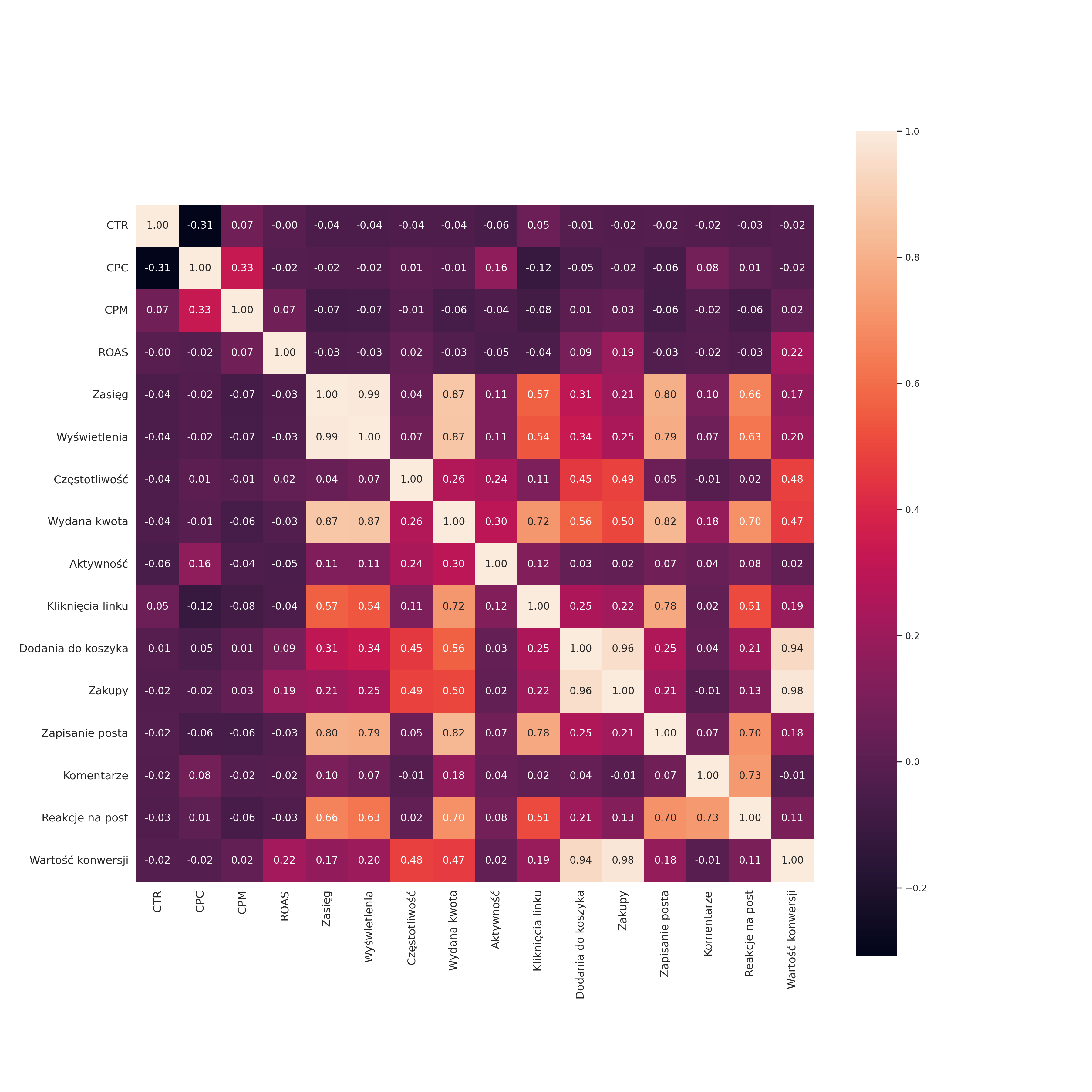 Cloudwise - Heatmapa korelacji kampanii Meta Ads